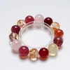 Pulseira Delight Batimento Cardíaco Cristal de Limão Natural Ágata Vermelha para Mulheres, Presente Versátil, Pulseira para Atacado