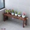Estante para flores de balcón, estante para flores de exterior carbonizado, macetero de madera, jardinera de un solo nivel para jardín, estante de pared, decoración del hogar, estante para manualidades, otros