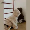 O Ursinho Ningli Aparece! Roupa Infantil Coreana para Meninas, Suéter de Pelúcia Acolchoado Espesso com Capuz, Jaqueta Estilosa Transfronteiriça