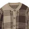 Outono e Inverno 2025 Nova Moda de Rua Europeia e Americana Cruzada Feminina Casual Jaqueta de Tricô Xadrez W103 90262
