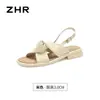 Sandalias Planas Zhr para Mujer 2026 Nuevo Estilo de Verano, Adecuadas para Usar con Faldas, Sandalias Romanas Versátiles de Suela Suave