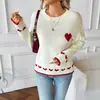 Suéter pullover más vendido de TikTok, suéter de punto de cuello redondo con jacquard de patrón de corazón, nuevo para otoño/invierno 2026, suéter del Día de San Valentín para mujer