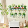Nuevos Creativos Dormitorio Sala de Estar Autoadhesivos Planta Maceta Flores Hojas Decoración Embellecimiento de Pared Pegatinas de Dibujos Animados Autoadhesivas