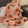 Pijama de Manga Larga Nuevo de Primavera y Otoño para Mujer Pantalones Talla Grande Pijama Lindo de Dibujos Animados Conjunto de Ropa de Casa de Invierno para Mujer Venta Directa de Fábrica