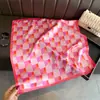 Bufanda Cuadrada Pequeña Estampada Imitación Seda Cuadros Geométricos, Chal de Alta Gama, Bufanda para Cuello Protección Solar, Pañuelo, Bufanda para Mujer