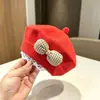 Boina para Niña Bebé Primavera Otoño Invierno Estilo Coreano Moda Tejido Lana Sombrero de Pintor para Bebé Niño Pequeño Niña