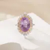 Anel de Prata Esterlina S925 Banhado a Ouro 18K Cor Natural Tesouro Grande Quilate Anel para Dedo Indicador Acessível Luxo Alto Padrão Joia de Energia Atacado