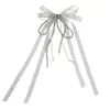 Presilha de cabelo com laço de rede e franjas em glitter prateado, fita com corrente de strass de alta qualidade, acessório de cabelo lateral elegante para meninas