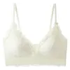 Roupas Íntimas Originais de Renda Francesa Contrastante para Mulheres, Push-up para Seios Pequenos, Suporte Lateral, Anti-Queda, Decote em V Profundo Sexy, Sutiã Sem Fio