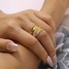 Moda europea y americana nuevo anillo geométrico multicapa con costuras huecas de diamante acero titanio chapado en oro de 18k anillo de temperamento de personalidad