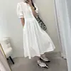 Estilo Chic Coreano 2026 Verão Novo Versão Coreana Gola Redonda Renda Patchwork Plissado Solto Vestido Elegante