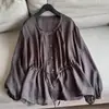 2026 Cardigan Delgado Estilizado de Lino con Cintura Ajustada, Corte Delgado, Manga Larga, Protección Solar, Camiseta para Mujer, Venta al por Mayor H15Gt711