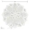 Blanco Hueco Redondo Encaje Flor Mantel Individual Posavasos Mantel Mesa de Café Mesa de Noche Tela Decorativa de Cubierta