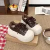 2026 Nuevo Estilo Estilo Maillard Bloque de Color Hebilla de Cuero Cabeza Grande Cordones Suela Gruesa Plataforma Aumento de Altura para Personas Bajas Zapatos Deportivos
