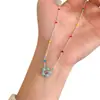 2026 Nuevo Collar Colorido de Flor Esmaltada con Tinte Azul, Diseño Fresco y Sencillo Estilo Ins, Cadena Versátil para Clavícula