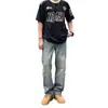 Calça Jeans Reta de Alta Rua Americana para Homens, Novo Estilo 2026, Marca de Moda de Hong Kong, Jeans Lavado Casual Versátil para Homens
