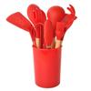 Silicone Spatula terno alimentos clipe batedor de ovos ferramentas de cozinha cabo de madeira silicone utensílios de cozinha 12 peças balde de armazenamento
