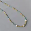 Colar Choker Curto Artístico Miyuki Picasso Japonês Pérola de Água Doce Cor Vintage Color-Blocking Elegante