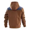 Chaqueta de Trabajo Europea Transfronteriza para Hombre, Diseño con Capucha de Mezclilla para Hombre, Chaqueta Casual Diaria de Moda con Bloques de Color para Jóvenes