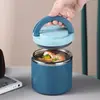 Lonchera redonda aislada, adecuada para estudiantes y trabajadores de oficina, taza de sopa de acero inoxidable de grado alimenticio, portátil, gran capacidad