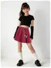 Falda de Cuero para Niñas Rantuo 2026 Nueva Falda de Línea A Primavera/Verano con Decoración de Lazo para Niñas Jóvenes, Falda Midi Casual, Transfronteriza 1