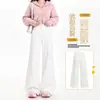 Jeans feminino branco boca de sino, estilo francês, anti-rugas, não precisa passar, elasticidade em quatro direções, caimento solto, não gruda A13550