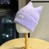 Novo Chapéu de Lã Tricotado com Orelhas de Gato Fofas Outono Inverno para Mulheres Chapéu Quente Espesso de Inverno Proteção para Orelhas Frio