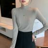 Blusas Internas de Primavera e Outono, Gola Alta Outono e Inverno Blusas de Base para Mulheres, Podem Ser Usadas Externamente, Novas Casuais e Simples de Manga Comprida