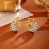 Brincos Cesto de Diamantes Completos de Luxo Leve para Mulheres, Design de Nicho Banhado a Ouro Real Cobre, Brincos Elegantes de Alta Qualidade, Brincos Retrô Franceses