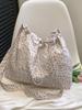 Bolsa de ombro de lona de estilo fresco floral de grande capacidade 2024 verão nova sacola de lazer artístico simples