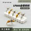 Producción Mayorista de Garza Volando LF666 Teñido Dorado y Plateado Pluma Camino de Hormigas Sub-micro Raya Blanca Ma Kou Xi Ge Señuelo Volador