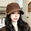 Boina de lana versátil vintage, estilo coreano, sombrero octagonal de pico de pato para adelgazar el rostro para mujer, sombrero de equitación cálido a prueba de viento para otoño e invierno