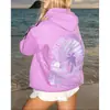 Sudadera con capucha para mujer 2025, talla europea nueva, mangas caídas, con hilo, marca Hibisco Hawaiano, con estampado