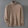 Camisa base 100% caxemira pura, novo suéter de tricô pulôver solto de gola alta masculino outono e inverno, suéter pulôver quente