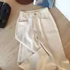 Pantalones Casuales de Algodón y Lino Estilo Old Money para Mujer, Nuevos Pantalones de Pierna Ancha Adelgazantes de Cintura Alta para Verano, Versátiles para Ir al Trabajo, Pantalones Rectos con Caída