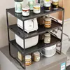 Estante de almacenamiento para encimera de cocina, soporte para ollas extensible, estante de almacenamiento multifuncional para microondas y olla arrocera para el hogar