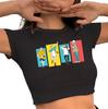 INS Verão 2024 Nova Camiseta Feminina de Manga Curta com Letra de Umbigo Slim-fit