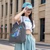 Marca Ballguan Original Versátil Ecológica Bolso Exquisito Bordado de Nylon Bolsa de Compras Bandolera Bolso de Hombro para Mujer