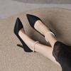 Tacones altos negros de aguja puntiaguda para mujer 2023 otoño nuevo gamuza boca poco profunda zapatos de una sola capa gran cantidad Congyou