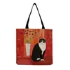 Directo de fábrica estilo coreano bolso de hombro práctico de dibujos animados moda versátil bolsa de mano lindo gato estampado bolsa de compras