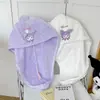 Novo Conjunto de Toalha de Banho e Touca de Banho Kuromi de Alto Valor Ins Desenho Animado Fofo Absorvente Sem Fiapos Absorvente