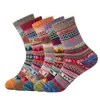 Calcetines de rizo coreanos de invierno en caña de punto grueso lindo estilo étnico retro cálidos gruesos calcetines para mujer de lana de tracción para mujer