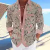 AliExpress Europa e Estados Unidos camisa de manga longa casual masculina para primavera e outono cardigã de abotoamento simples multicolorido impressão digital 3D