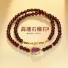 Pulsera de Perla de Agua Dulce Estilo Chino Nuevo Bolsa de la Suerte Chapada en Oro con Cuentas de Granate para Mujer, Moda de Nicho Pulsera de Doble Capa con Amuleto de la Suerte Gordo