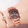 Reloj de Mujer GEDI Oro Rosa con Diamantes, Esfera Sencilla, Correa de Acero, Moda Resistente al Agua, Cuarzo, Modelo Nuevo, Directo de Fábrica