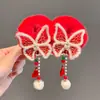 Scrunchie de Veludo Vintage com Fita de Laço e Textura Aveludada, Acessório de Cabelo Elegante Estilo Chanel para Crianças