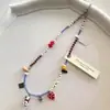 Collar de Cuentas de Nicho Rosa-Azul Fresco de Primavera y Verano, Versátil y Elegante, Cadena para Clavícula de Gama Alta, Nueva Cadena Dulce para el Cuello para Niñas