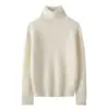 Suéter de cachemira 100% pura para mujer, cuello alto, otoño e invierno, holgado, informal, grueso, camisa de punto