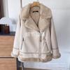 Motocicleta Y1520 Doble Cara 22 Gamuza Europeo y Americano 1 Invierno Piel Todo en Uno 46 Chaqueta para Mujer 62 Blanco