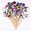 Venta al por mayor de fábrica 50 tapetes brillantes de PU para pastel de cumpleaños, tarjeta de decoración de pastel de estrella de amor esmerilada